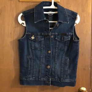 Denim riding vest